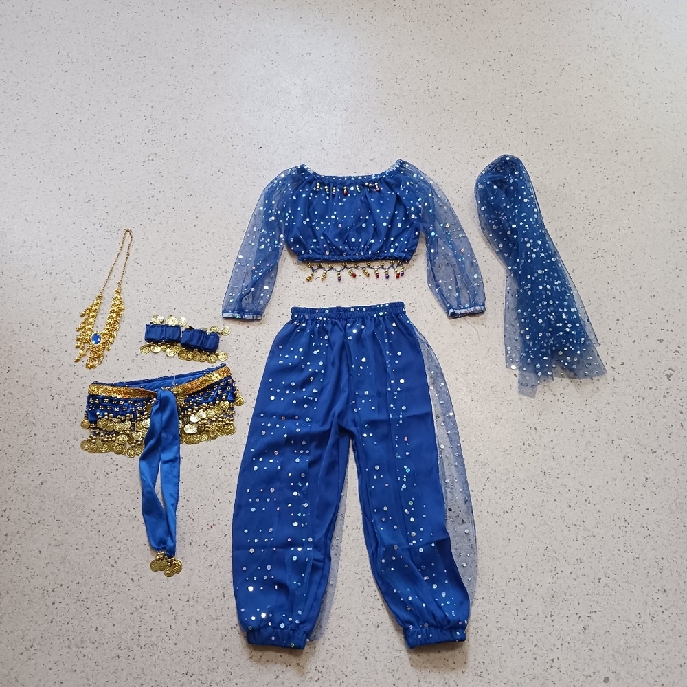 Astage Kids Girls Indian Belly‎ Dance Costume Sequins Coin Tassel Sz S (3/5)